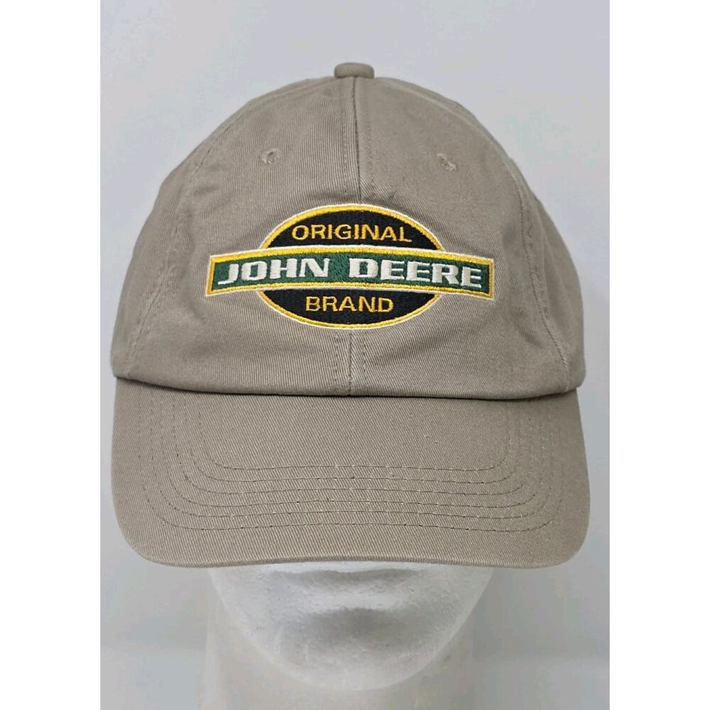 Vintage K-Products John Deere Original Brand Tan Snapback‎ Hat Cap Farm Tractor